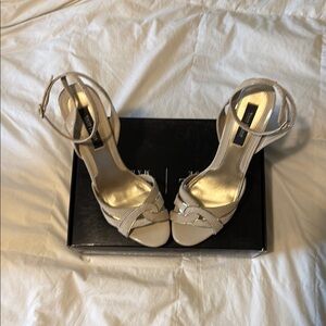 White House Black Market Cream Strappy Heels